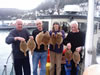 Brighton Boys with Hilary. These Guys stay with us for a week at a time and live aboard They caught 18 Plaice between them this day.